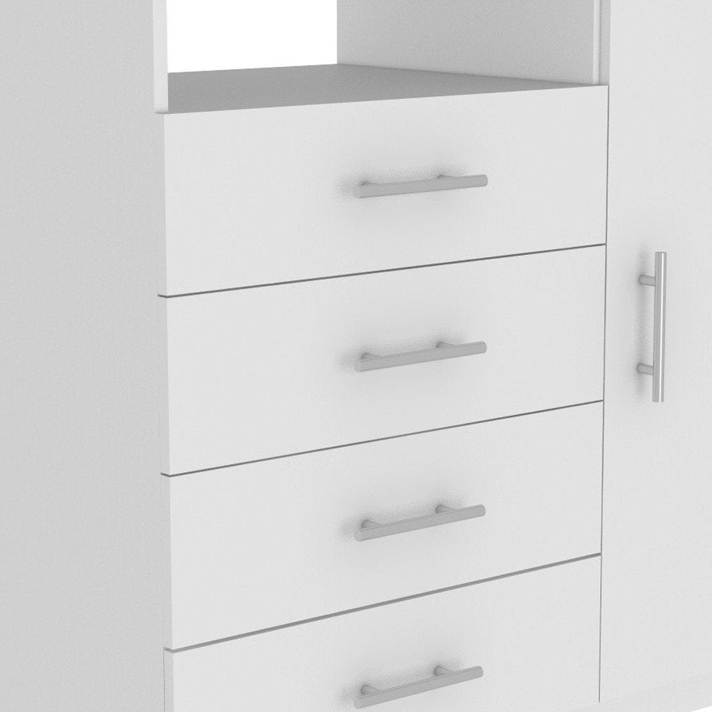 White Wood Four Drawer Combo Dresser - 35-inch