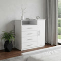 White Wood Four Drawer Combo Dresser - 35-inch