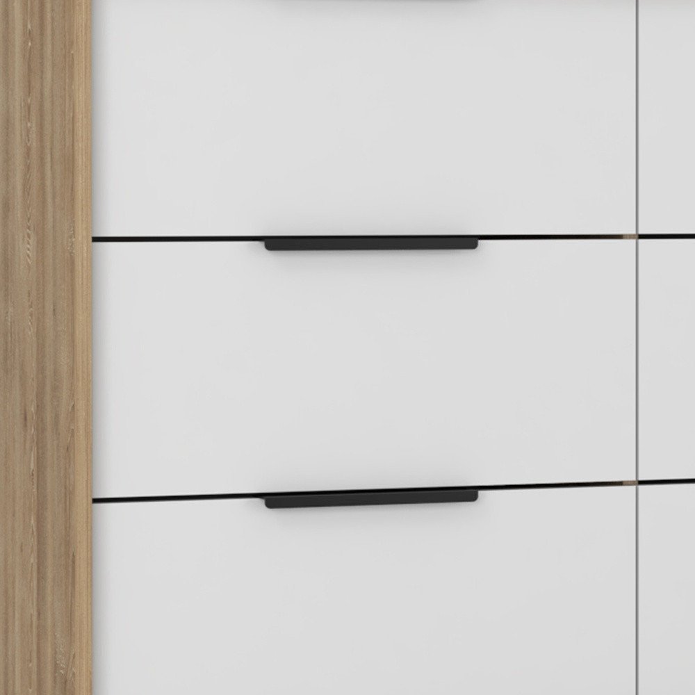 White and Natural Wood Six Drawer Double Dresser - 42-inch
