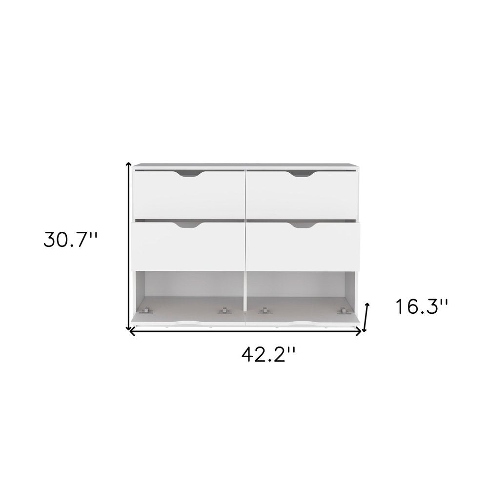 White Wood Five Drawer Dresser - 18-inch