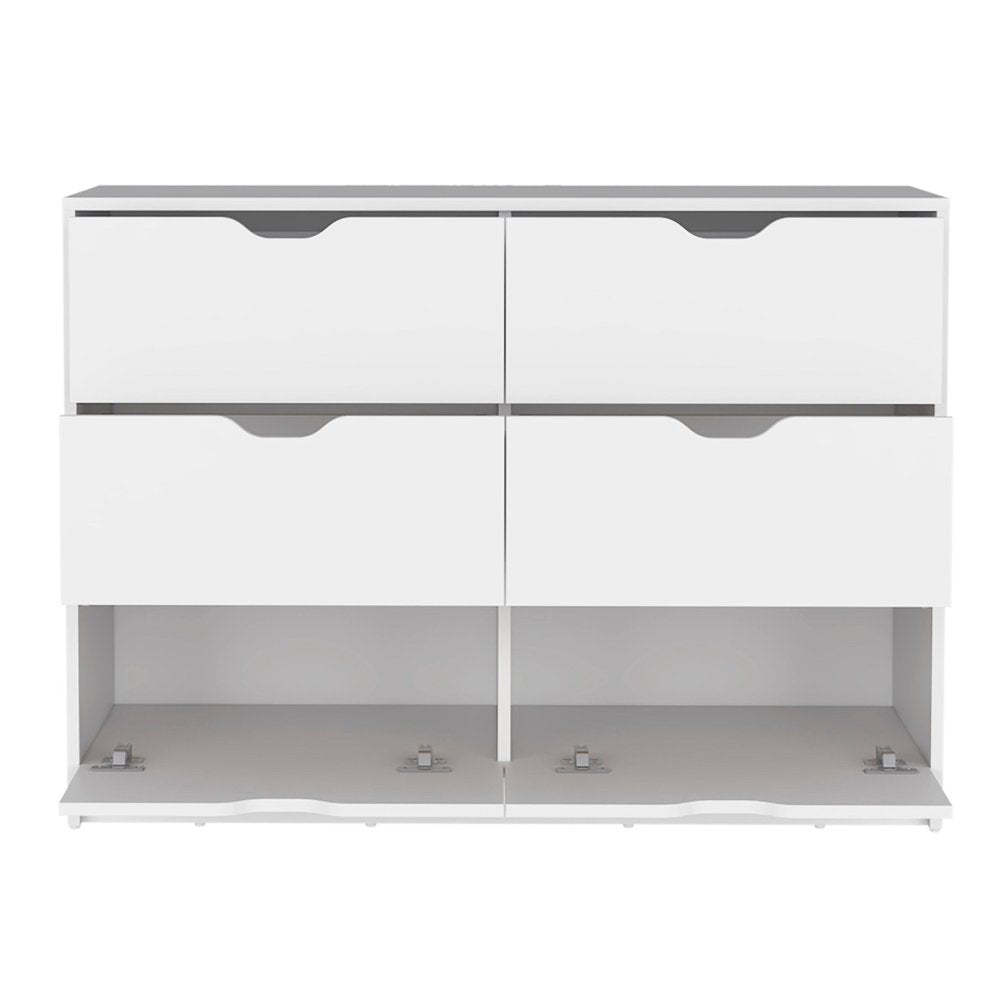 White Wood Five Drawer Dresser - 18-inch