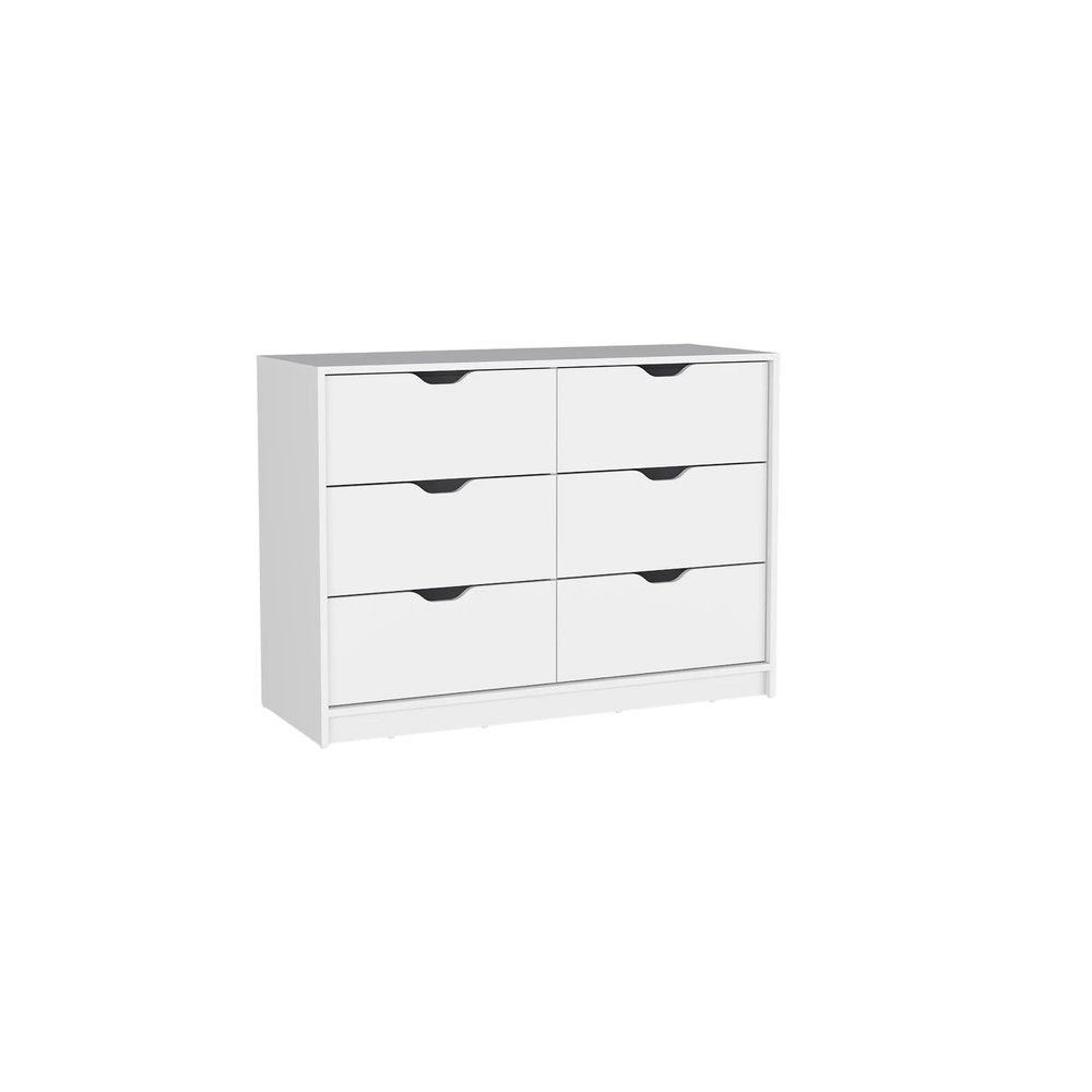 White Wood Five Drawer Dresser - 18-inch