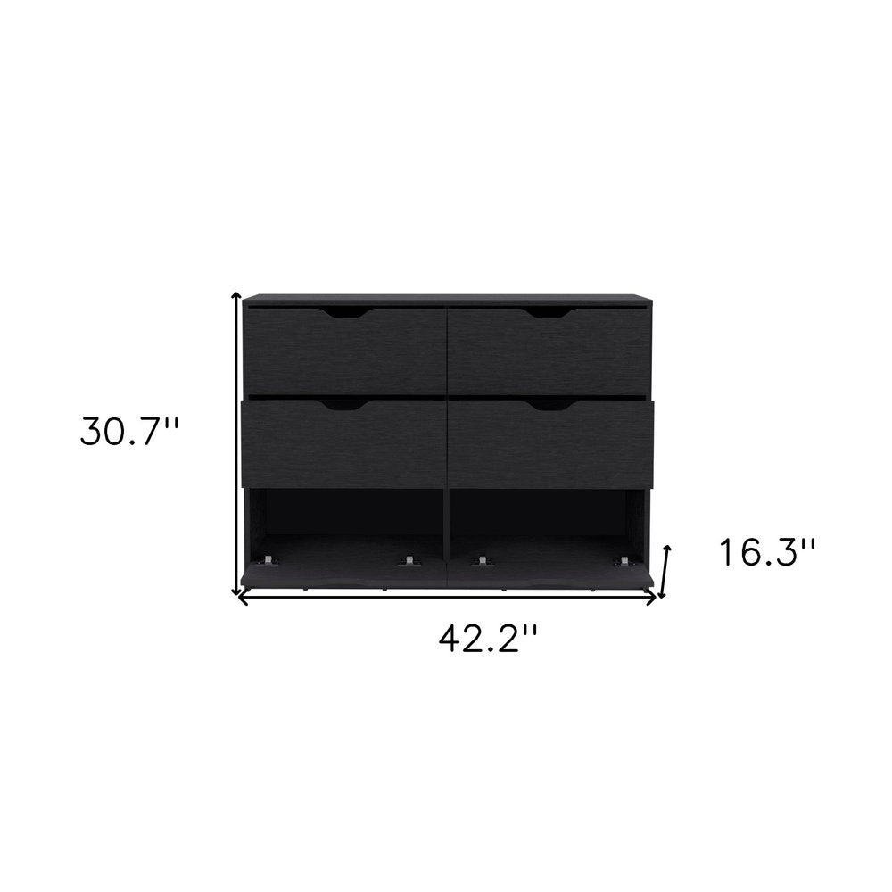 Black Wood Five Drawer Dresser - 18-inch