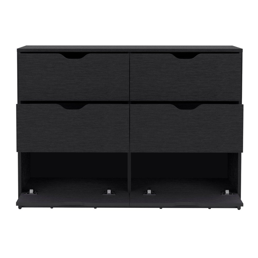 Black Wood Five Drawer Dresser - 18-inch