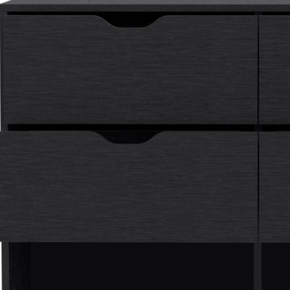 Black Wood Five Drawer Dresser - 18-inch
