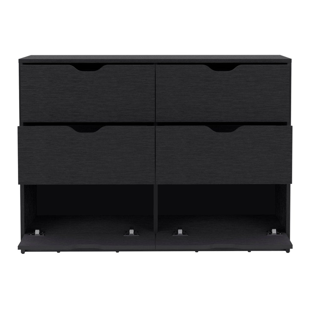 Black Wood Five Drawer Dresser - 18-inch