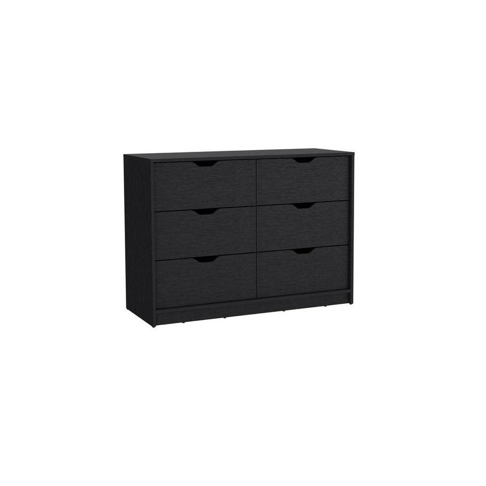 Black Wood Five Drawer Dresser - 18-inch