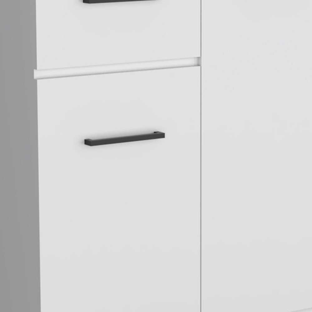 White Wood Two Door Single Drawer Combo Dresser - 37-inch