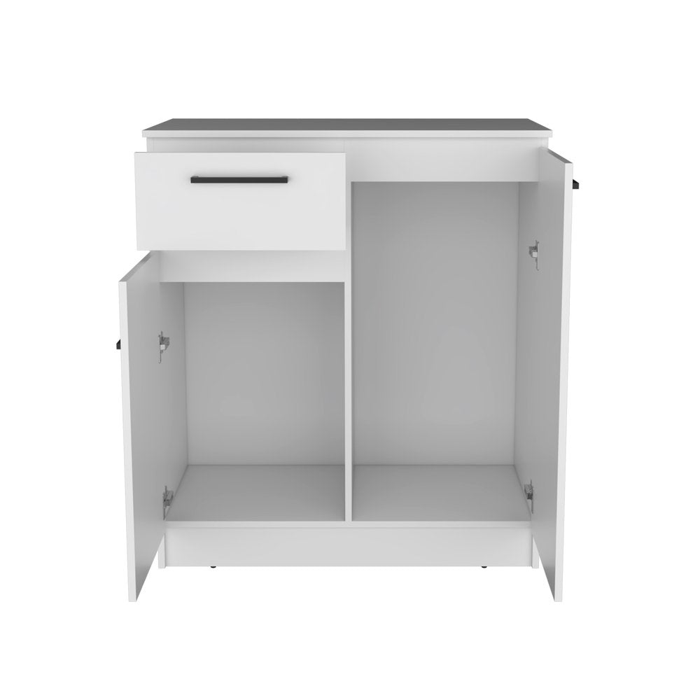White Wood Two Door Single Drawer Combo Dresser - 37-inch