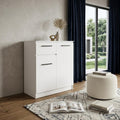 White Wood Two Door Single Drawer Combo Dresser - 37-inch