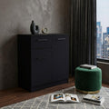 Black Wood Two Door Single Drawer Combo Dresser - 37-inch