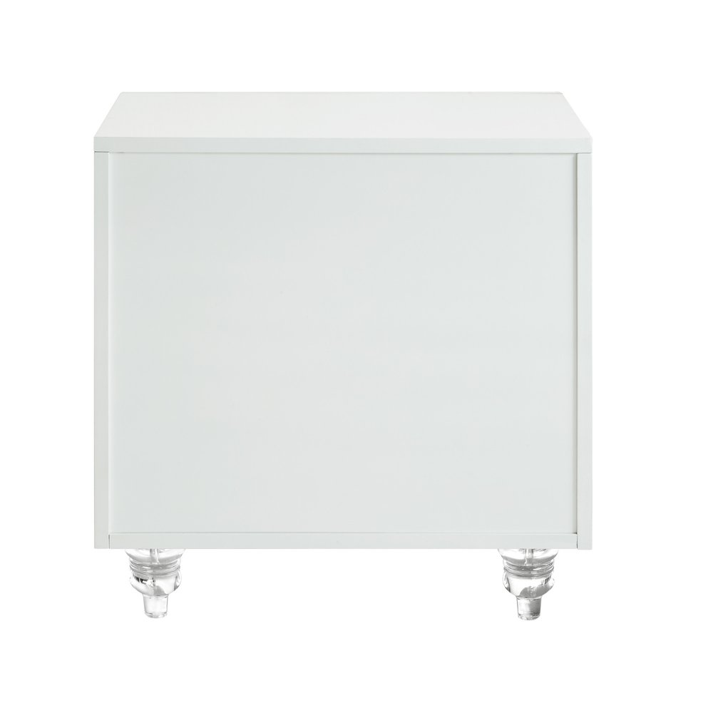 Clear and White Wood Mirrored End Table with Three Drawers - 24-inch
