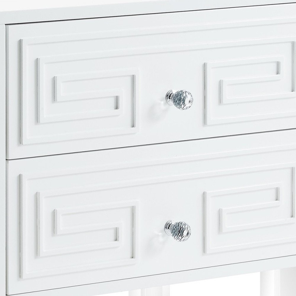 White and Clear Wood and Acrylic End Table with Two Drawers - 24-inch
