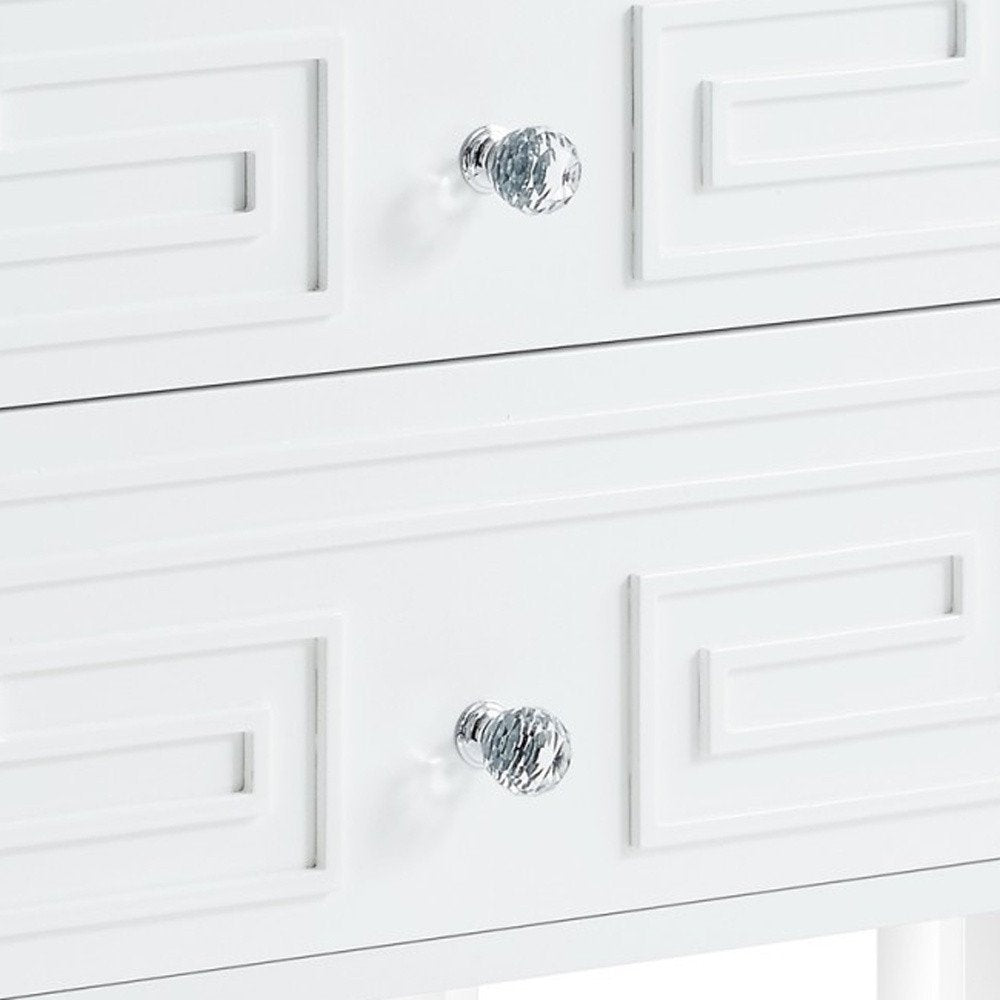 White and Clear Wood and Acrylic End Table with Two Drawers - 24-inch
