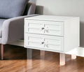 White and Clear Wood and Acrylic End Table with Two Drawers - 24-inch