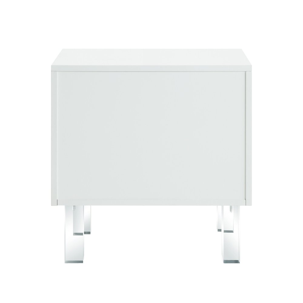 White and Clear Wood and Acrylic End Table with Two Drawers - 24-inch