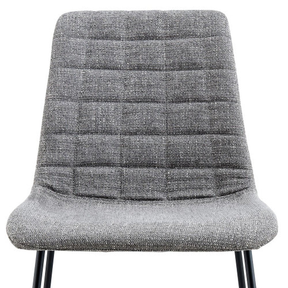 Set of Two Gray and Black Upholstered Fabric Dining Side Chairs