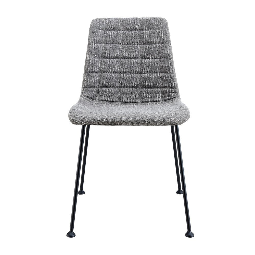 Set of Two Gray and Black Upholstered Fabric Dining Side Chairs