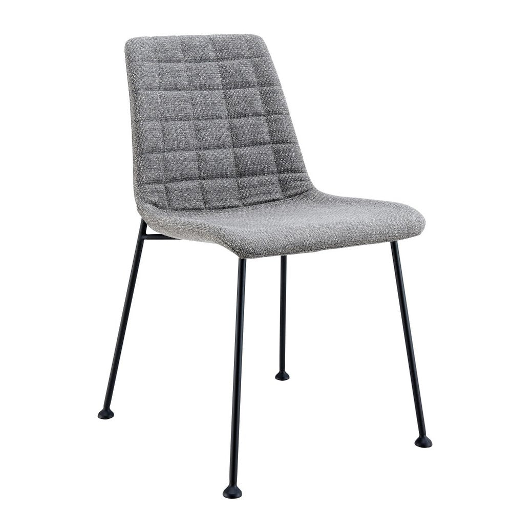Set of Two Gray and Black Upholstered Fabric Dining Side Chairs
