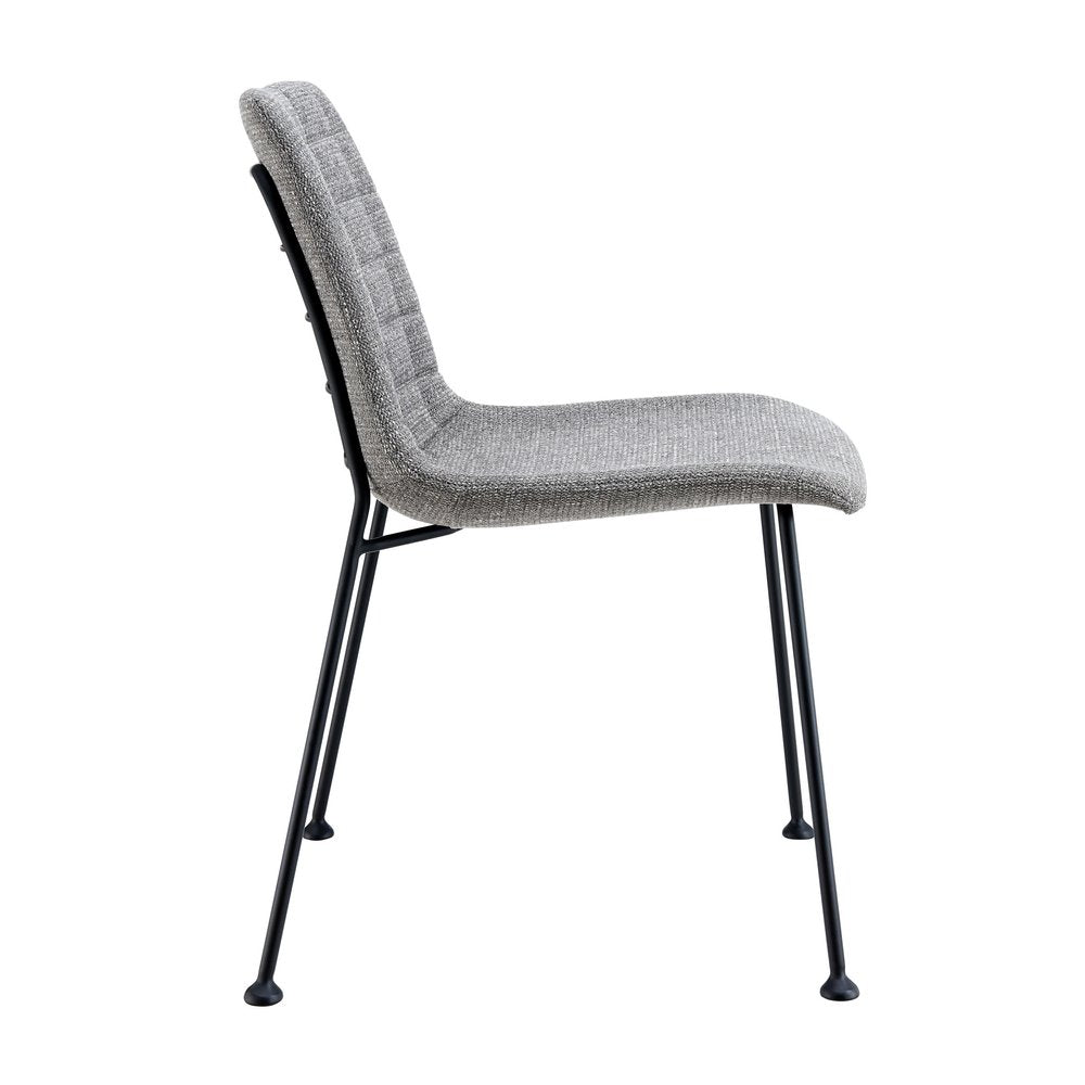 Set of Two Gray and Black Upholstered Fabric Dining Side Chairs