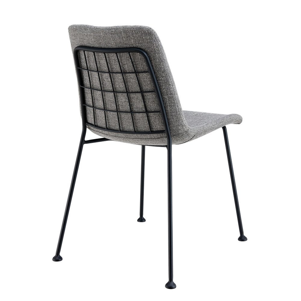 Set of Two Gray and Black Upholstered Fabric Dining Side Chairs