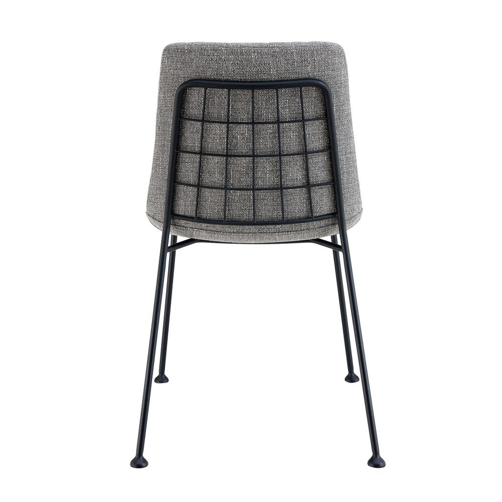 Set of Two Gray and Black Upholstered Fabric Dining Side Chairs