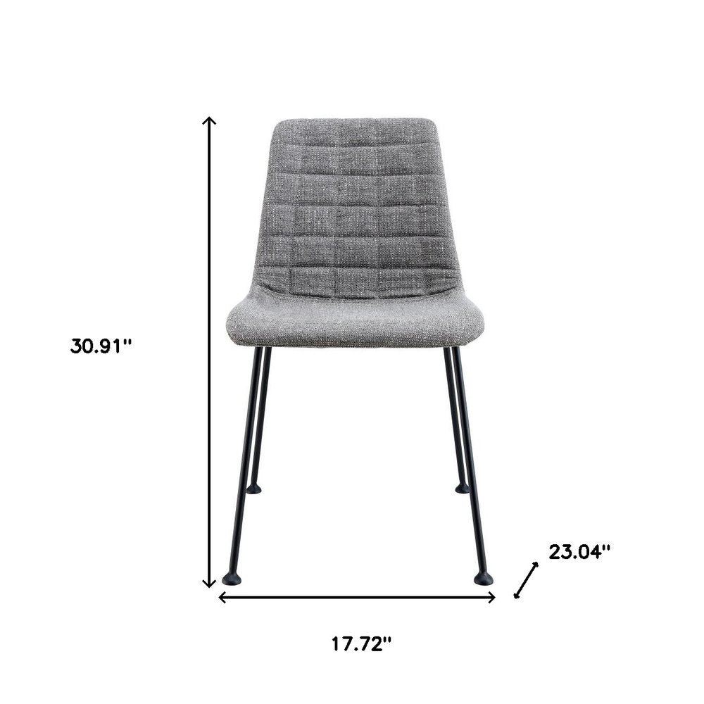 Set of Two Gray and Black Upholstered Fabric Dining Side Chairs