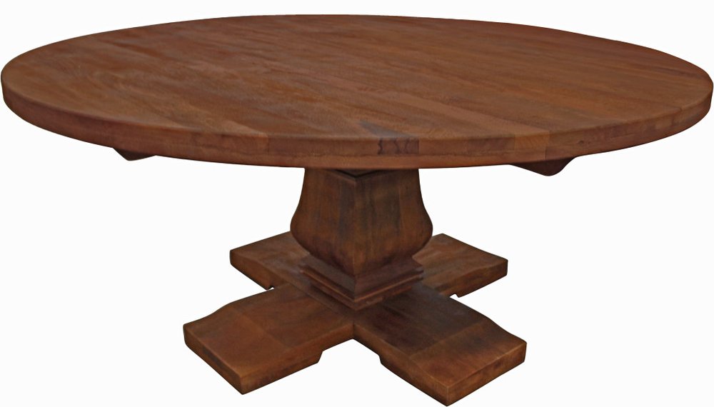 Brown Solid Wood Pedestal Base Round Top Dining Table - 58-inch