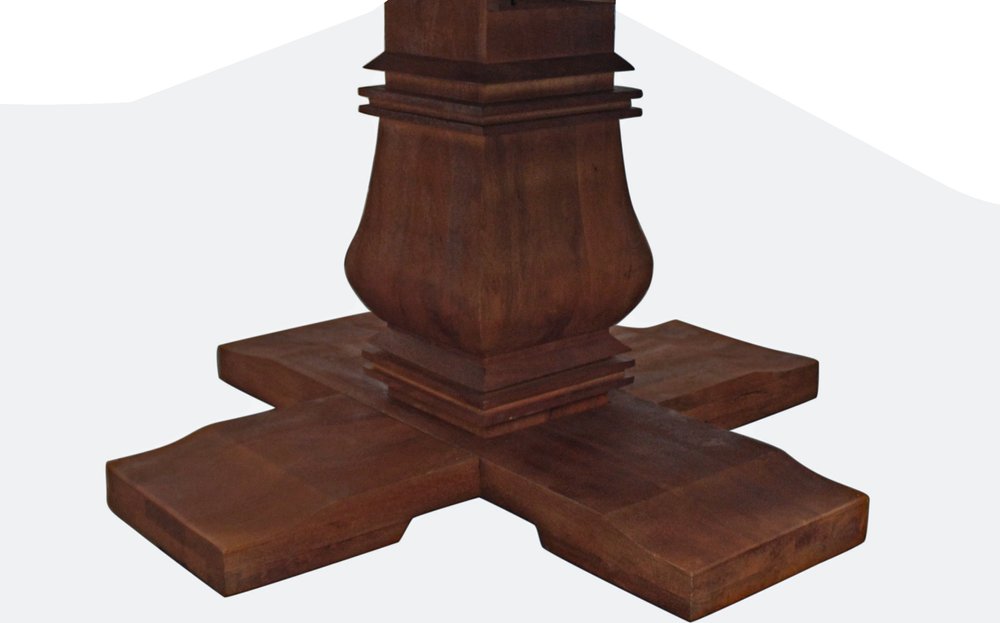 Brown Solid Wood Pedestal Base Round Top Dining Table - 58-inch