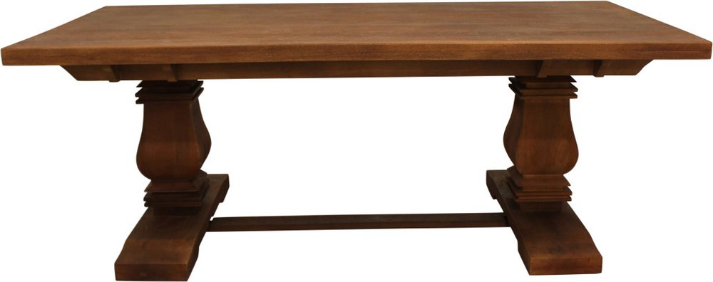 Brown Solid Wood Trestle Base Dining Table - 81-inch
