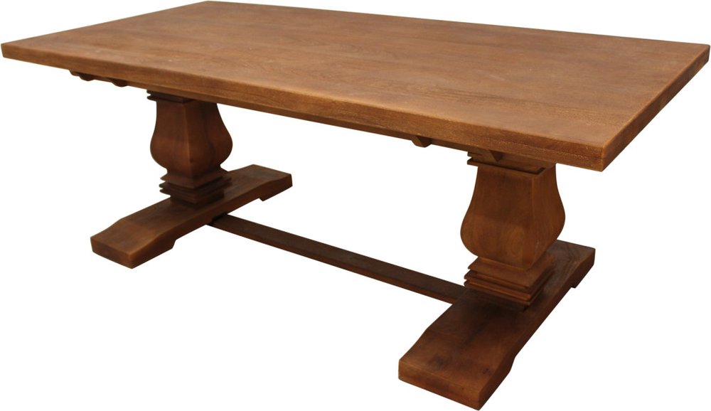 Brown Solid Wood Trestle Base Dining Table - 81-inch