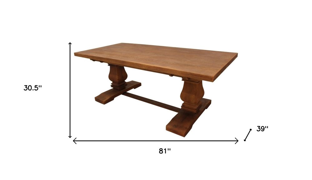 Brown Solid Wood Trestle Base Dining Table - 81-inch