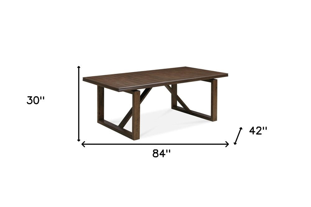 Dark Brown Wood Sled Base Dining Table - 84-inch