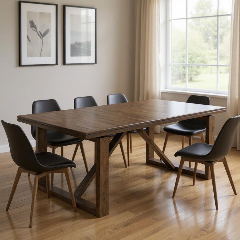 Dark Brown Wood Sled Base Dining Table - 84-inch