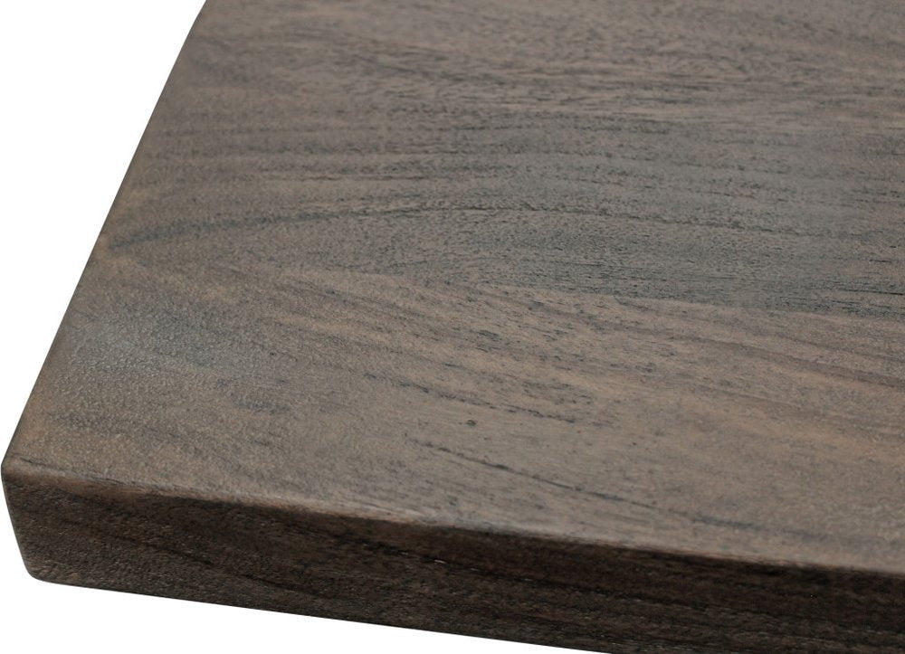 Dark Brown and Black Solid Wood and Iron Frame Base Square Dining Table
