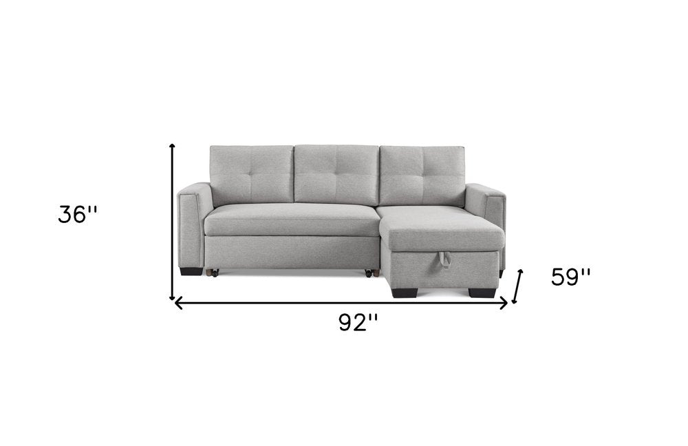 Light Gray Polyester Blend Convertible Futon Sleeper Sofa with Black Legs