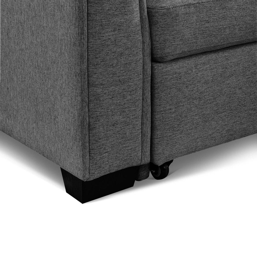 Dark Gray Polyester Blend Convertible Futon Sleeper Sofa with Black Legs
