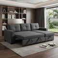 Dark Gray Polyester Blend Convertible Futon Sleeper Sofa with Black Legs