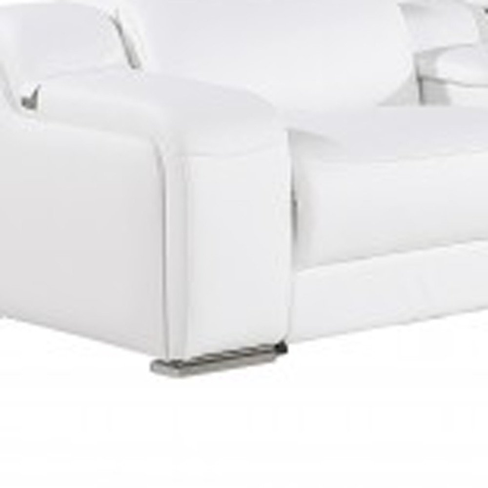 White Italian Leather 3 Power Reclining Seats L Shaped Seven Piece Corner Sectional with Console