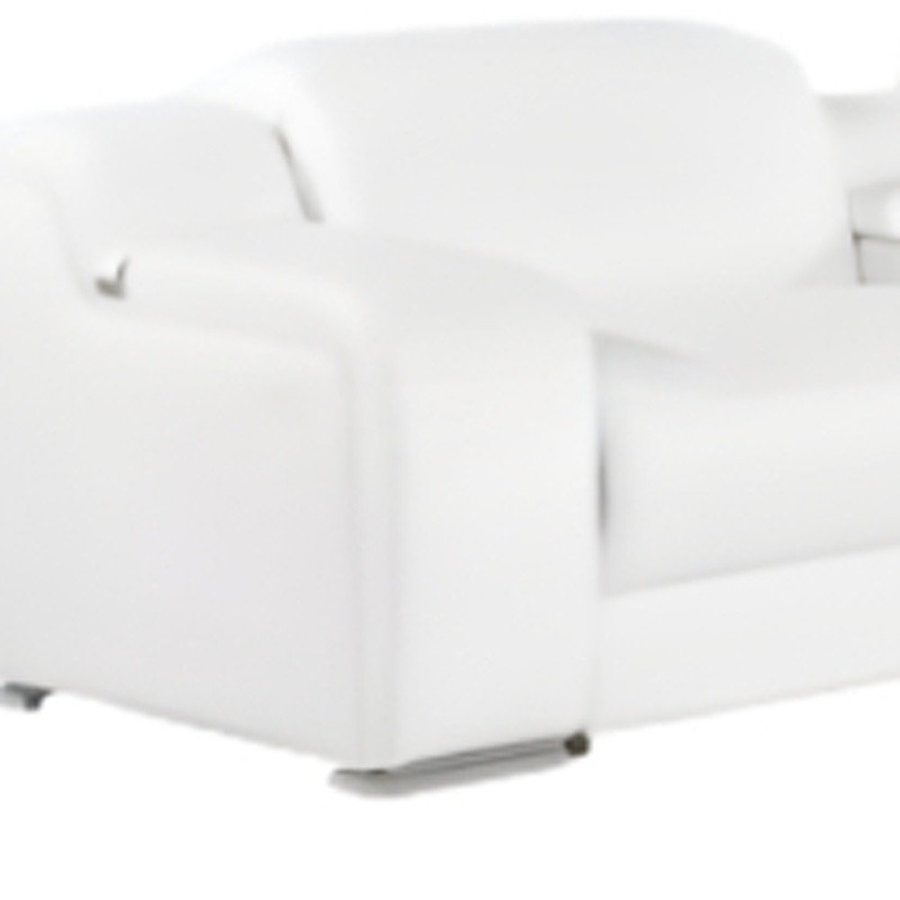 White Italian Leather 3 Power Reclining L Shaped Eight Piece Corner Sectional with Console