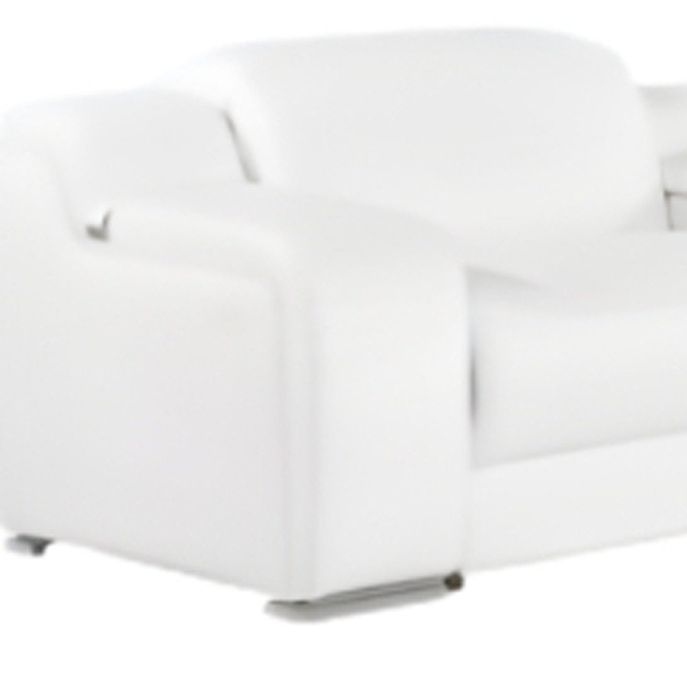 White Italian Leather 4 Power Reclining L Shaped Eight Piece Corner Sectional with Console
