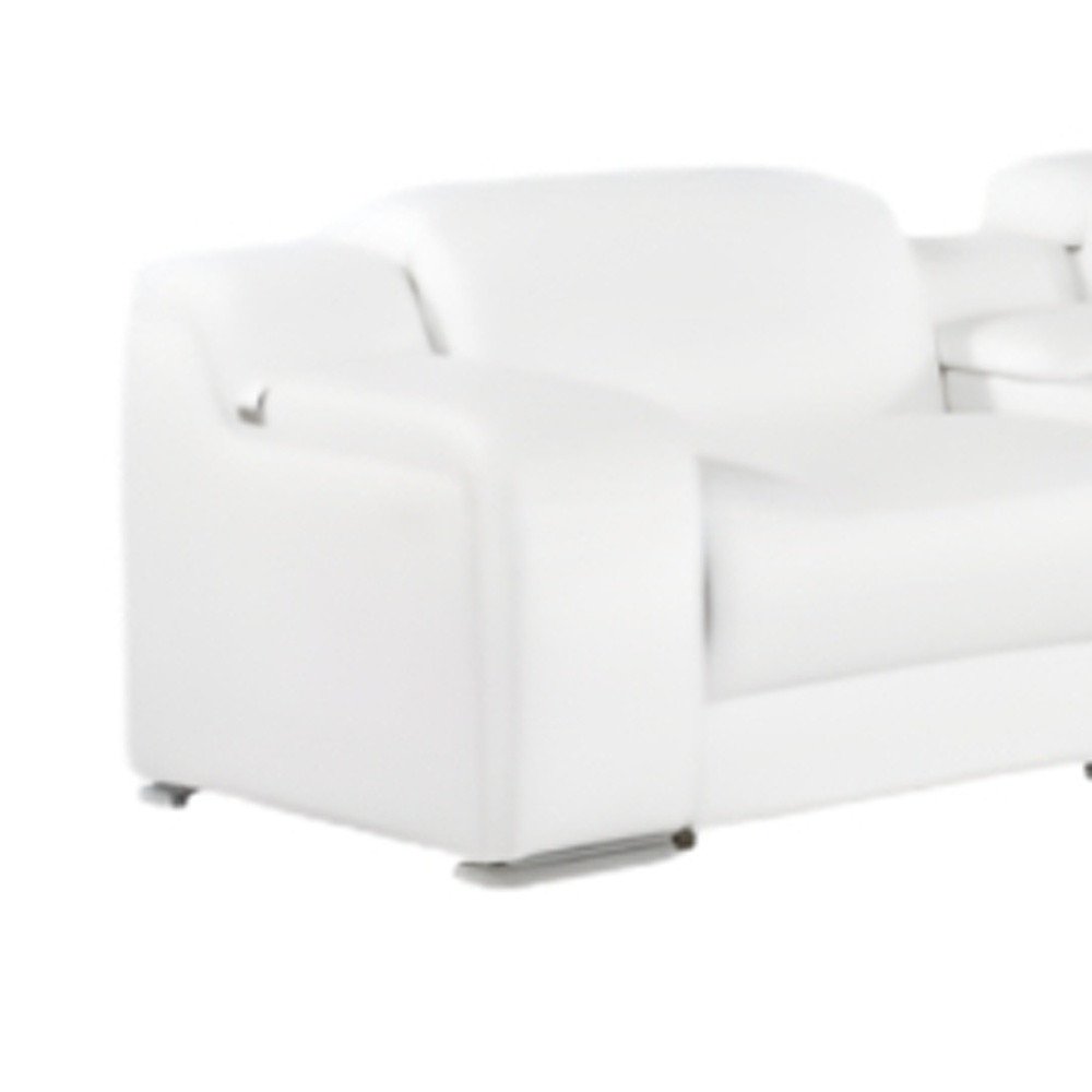 White Italian Leather 4 Power Reclining L Shaped Eight Piece Corner Sectional with Console