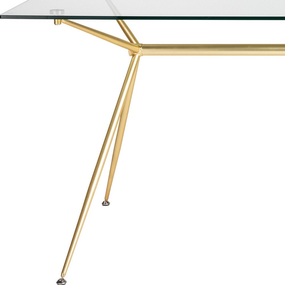 Clear and Gold Glass and Steel Dining Table - 60-inch