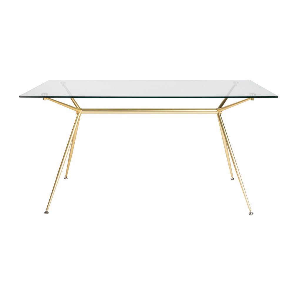 Clear and Gold Glass and Steel Dining Table - 60-inch