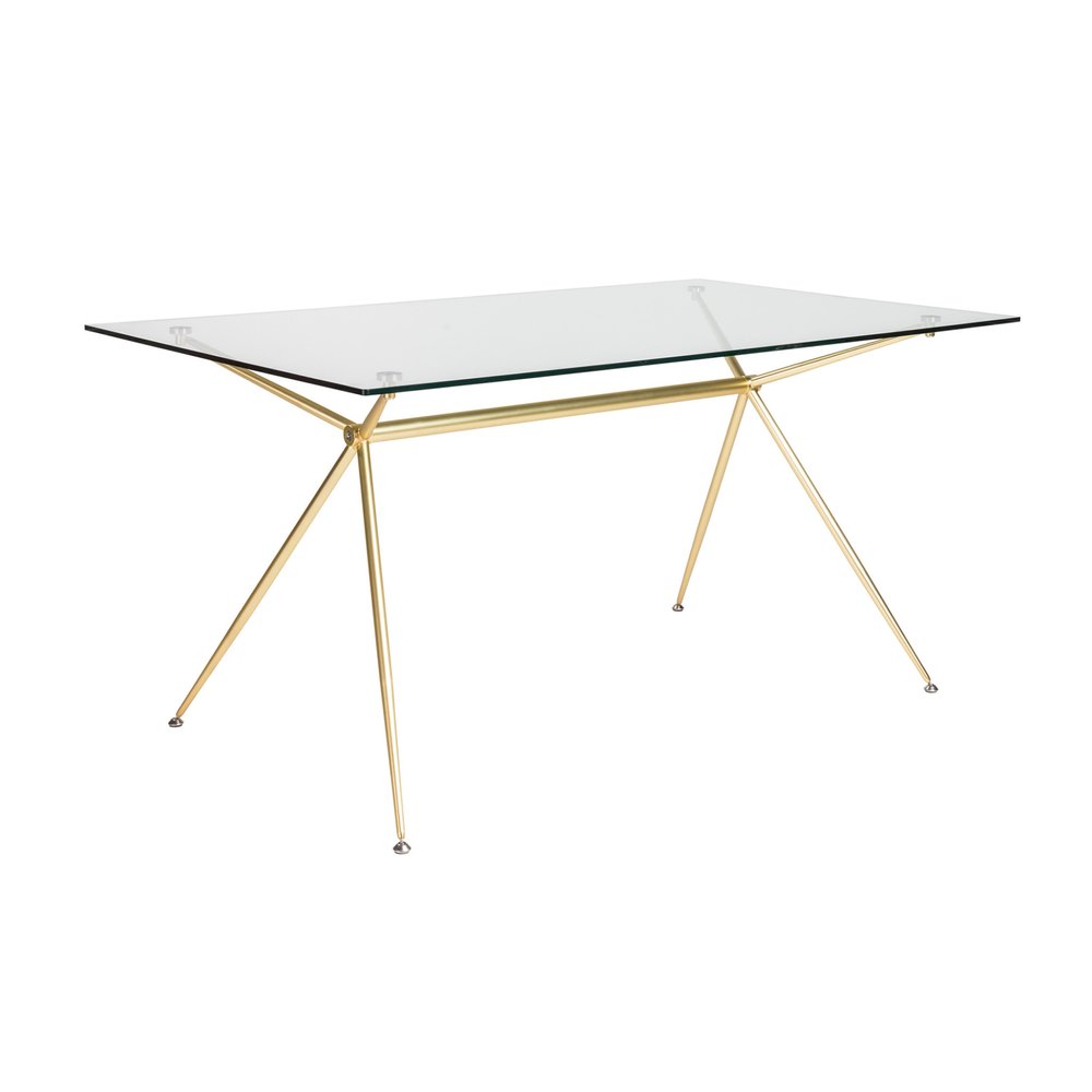 Clear and Gold Glass and Steel Dining Table - 60-inch