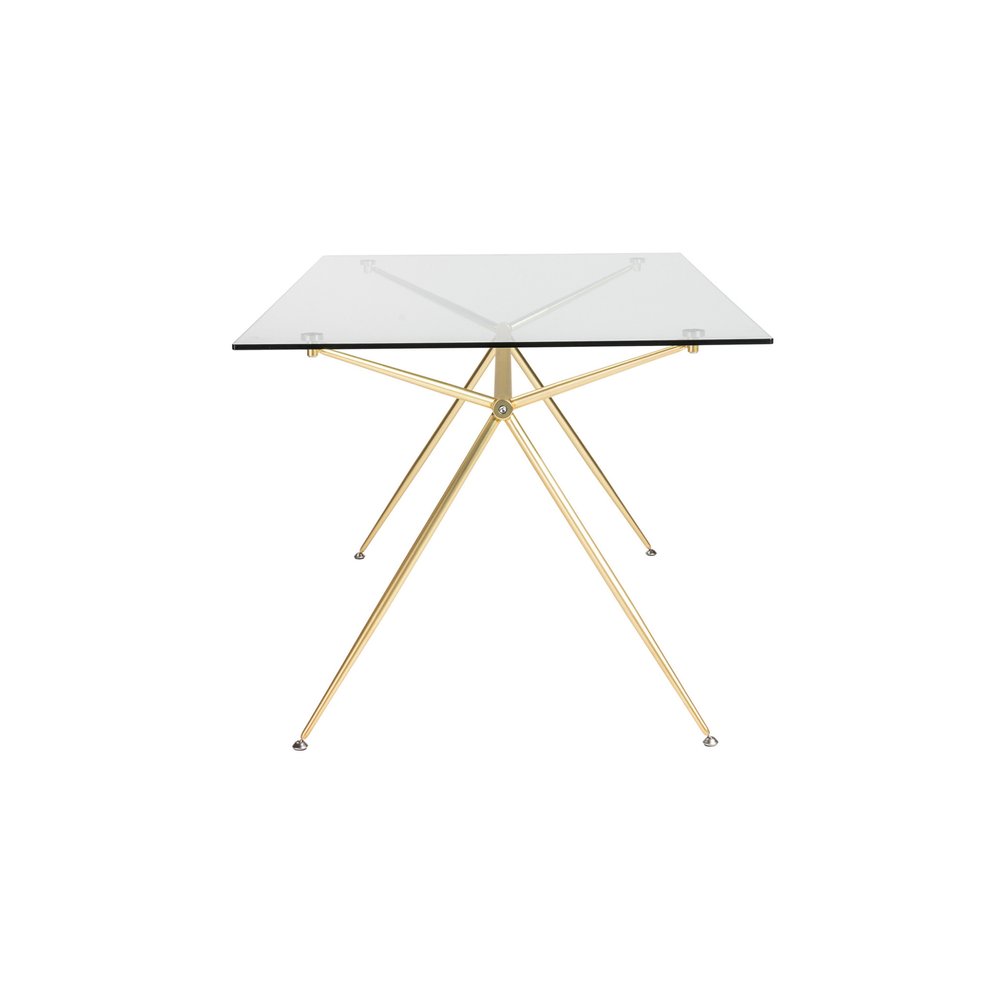 Clear and Gold Glass and Steel Dining Table - 60-inch