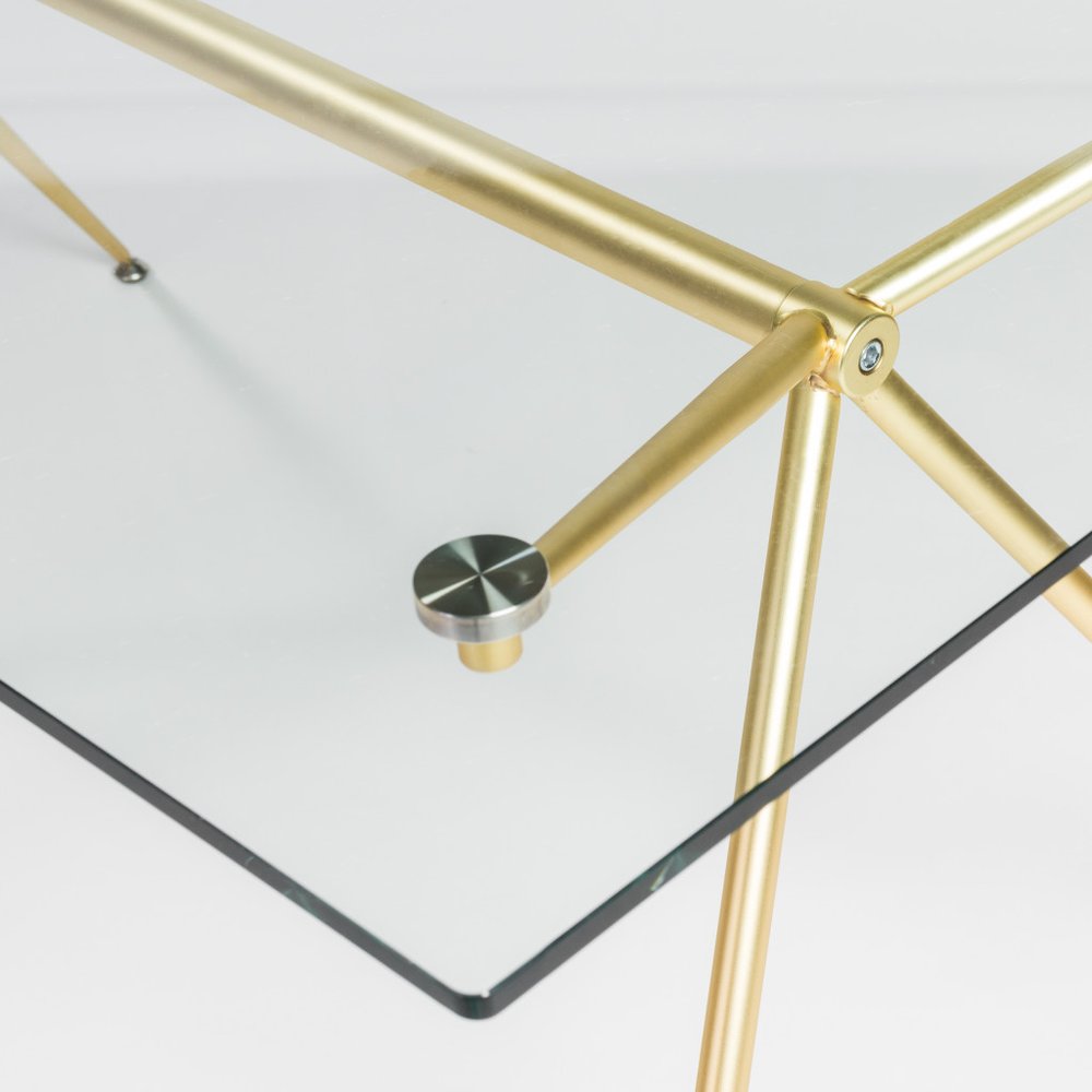 Clear and Gold Glass and Steel Dining Table - 60-inch