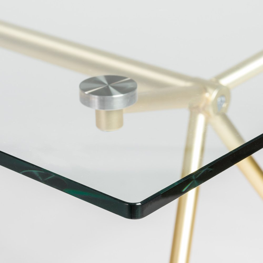 Clear and Gold Glass and Steel Dining Table - 60-inch