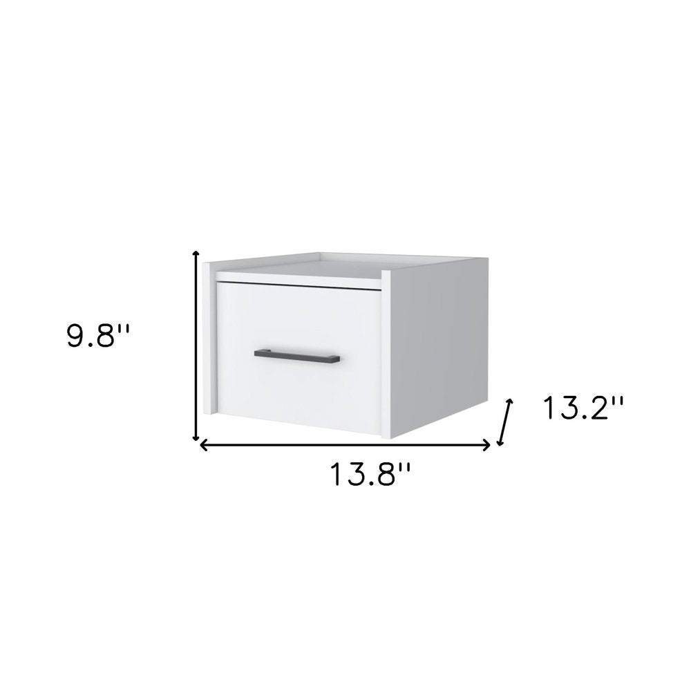 White Wood One Drawer Floating Nightstand - 10-inch