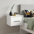 White Wood One Drawer Floating Nightstand - 10-inch